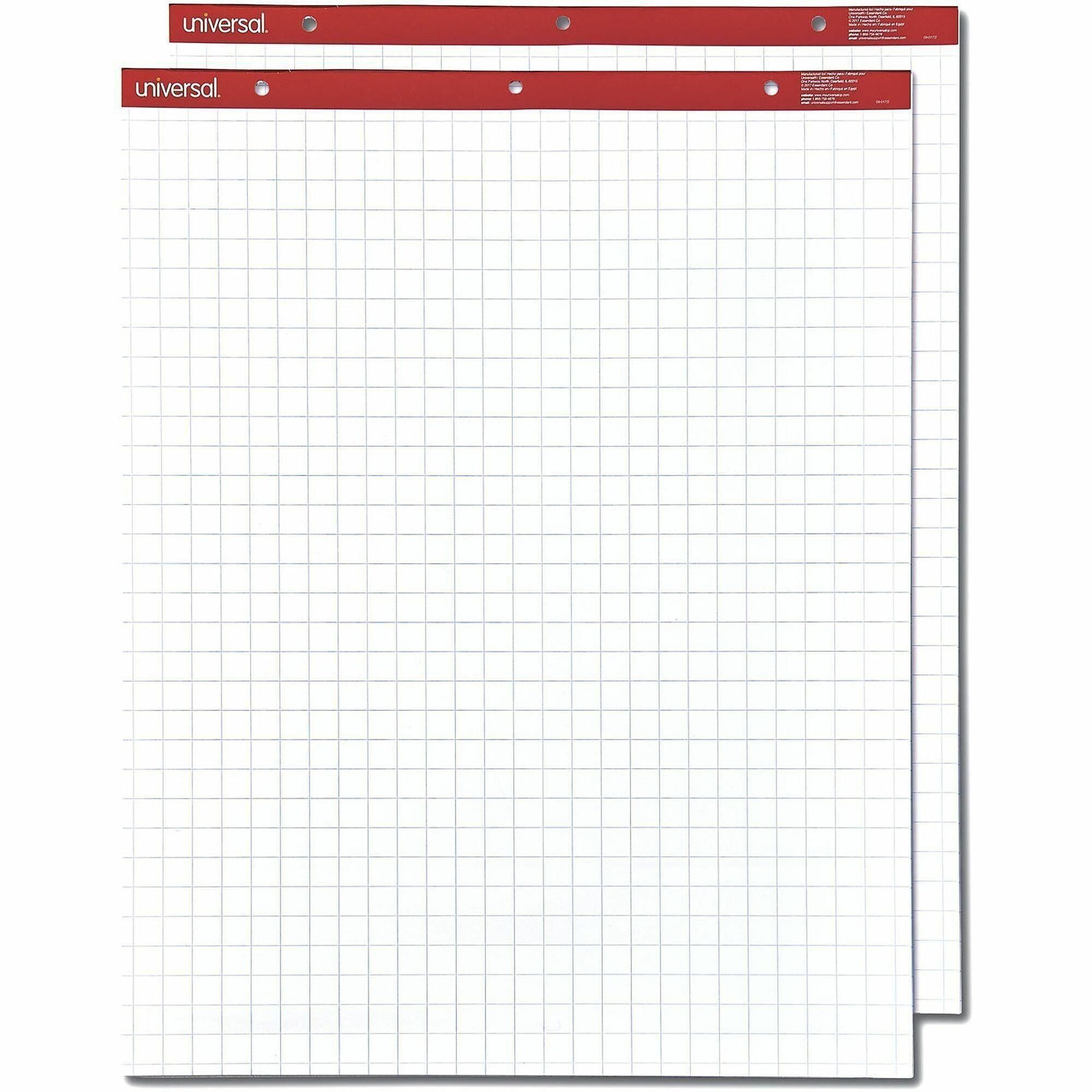 Universal Easel Pad - 1 Subject(s) - 50 Sheets - Tape Bound - Quad Ruled Front Ruling - 3 Hole(s) - 18 lb Basis Weight - 34" Height x 27" Width - White Paper - Chipboard Cover - 2 / Carton