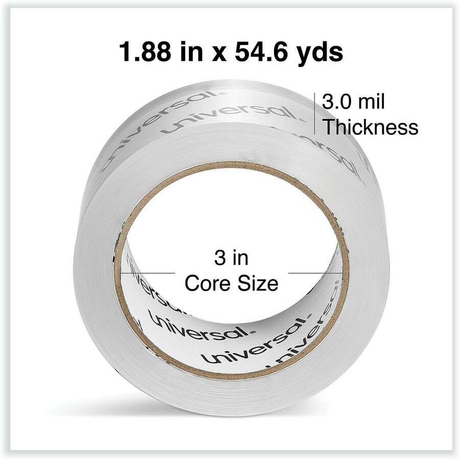 54.60 yd Length x 1.88" Width x 3 mil Thickness - 3" Core - Clear - Acrylic - Plastic Backing - 6 / Pack