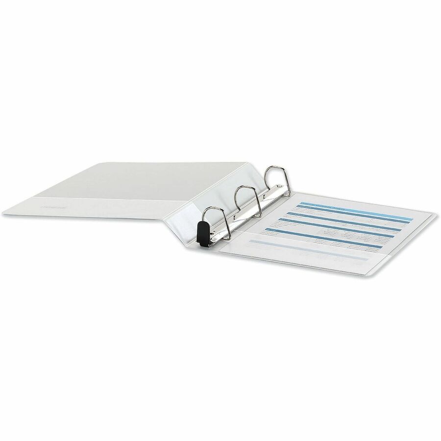 1 1/2" Binder Capacity - Letter - 8 1/2" x 11" Sheet Size - 400 Sheet Capacity - 3 Ring(s) - Fastener(s): Ring - Pocket(s): 2, Inside Front & Back - Polypropylene - White - Non-stick - 1 Each
