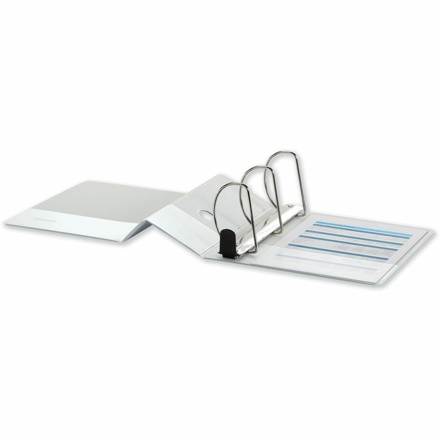 5" Binder Capacity - Letter - 8 1/2" x 11" Sheet Size - 1050 Sheet Capacity - 3 Ring(s) - Fastener(s): Ring - Pocket(s): 2, Inside Front & Back - Polypropylene - White - Non-stick - 1 Each