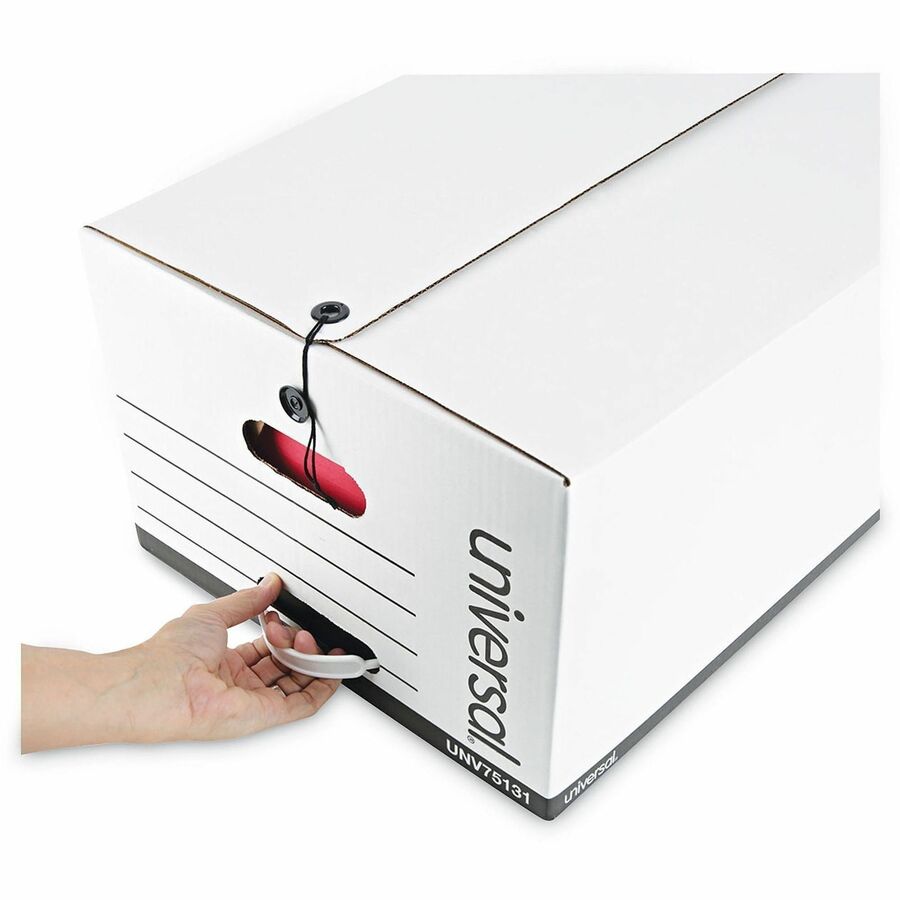 Internal Dimensions: 15" Width x 24" Depth x 10" Height - Media Size Supported: Legal - Flap, String/Button Closure - Medium Duty - Stackable - Corrugated Fiberboard - White - For Box File - 12 / Carton