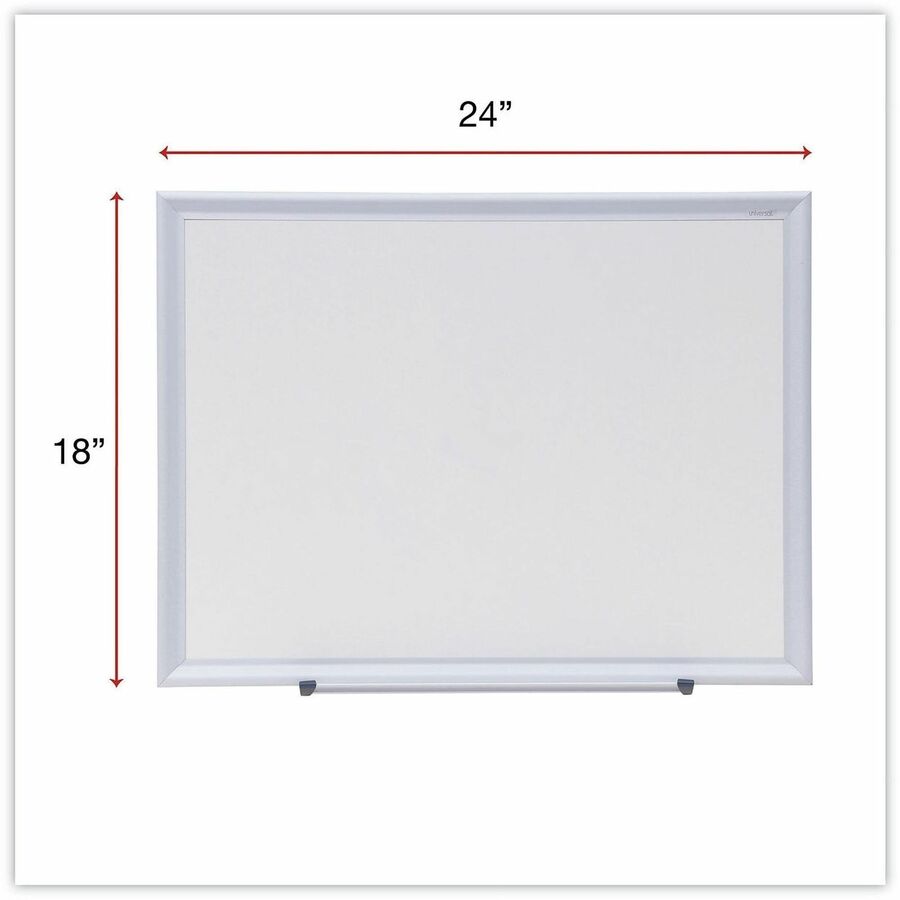 24" (2 ft) Width x 18" (1.5 ft) Height - White Melamine Surface - Satin Aluminum Frame - 1 Each