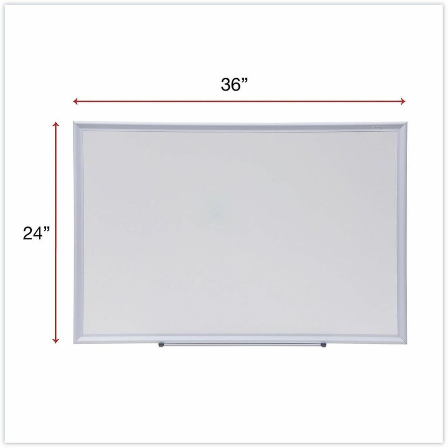 36" (3 ft) Width x 24" (2 ft) Height - White Melamine Surface - Satin Aluminum Frame - 1 Each