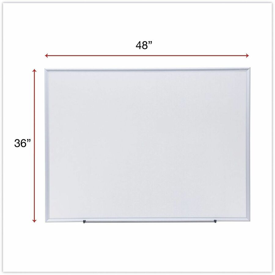 48" (4 ft) Width x 36" (3 ft) Height - White Melamine Surface - Satin Aluminum Frame - 1 Each