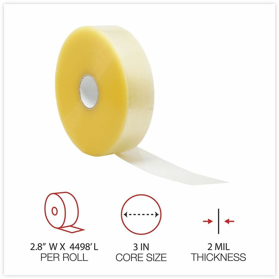 1499.34 yd Length x 2.83" Width x 2 mil Thickness - 3" Core - Clear - Synthetic Rubber - Plastic Backing - 4 / Carton