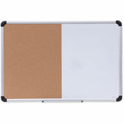 Universal Dry Erase/Bulletin Board - 36" (3 ft) Width x 24" (2 ft) Height - Tan Cork/Melamine Surface - Black Aluminum, Satin Frame - Magnetic - 1 Each