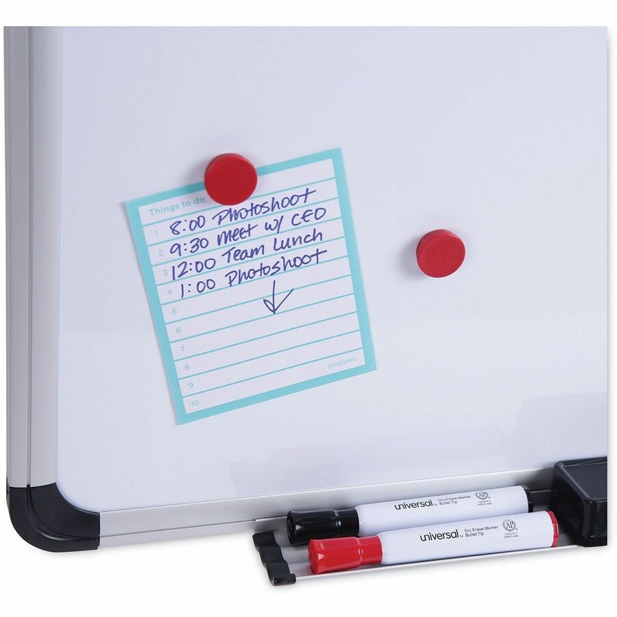 Universal Dry Erase/Bulletin Board - 36" (3 ft) Width x 24" (2 ft) Height - Tan Cork/Melamine Surface - Black Aluminum, Satin Frame - Magnetic - 1 Each