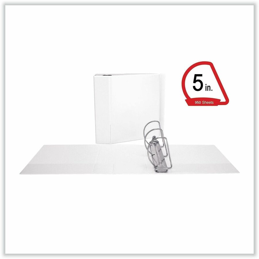 5" Binder Capacity - Letter - 8 1/2" x 11" Sheet Size - 950 Sheet Capacity - 3 Ring(s) - Fastener(s): Ring - Pocket(s): 2, Inside Front & Back - Polypropylene - White - Non-stick - 1 Each