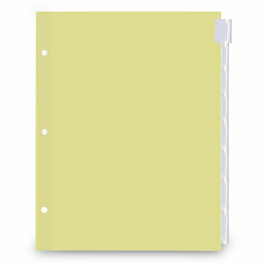 8 Write-on Side Tab(s) - Letter - 8.50" Width x 11" Length - 3 Hole Punched - Buff Paper Divider - Clear Plastic Tab(s) - Recycled - Customizable, Mylar Reinforced Edge - 6 / Set