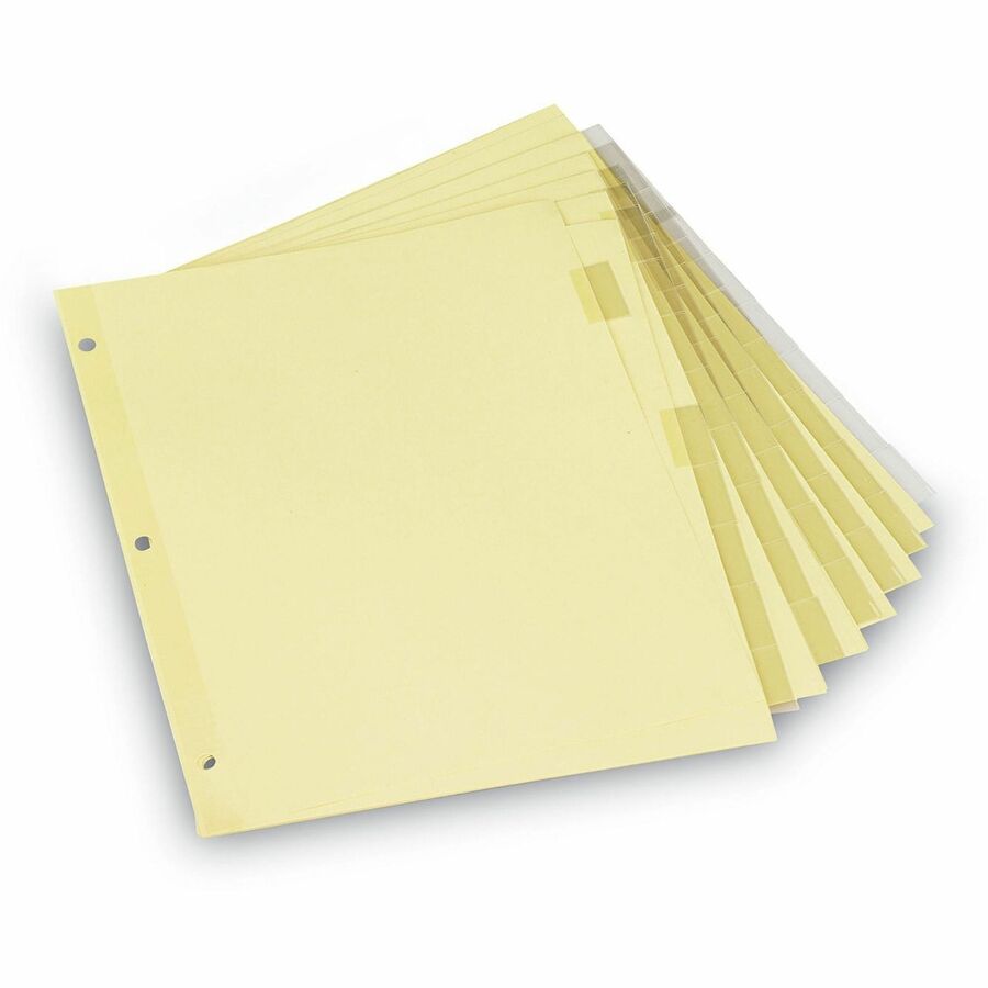 8 Write-on Side Tab(s) - Letter - 8.50" Width x 11" Length - 3 Hole Punched - Buff Paper Divider - Clear Plastic Tab(s) - Recycled - Customizable, Mylar Reinforced Edge - 6 / Set