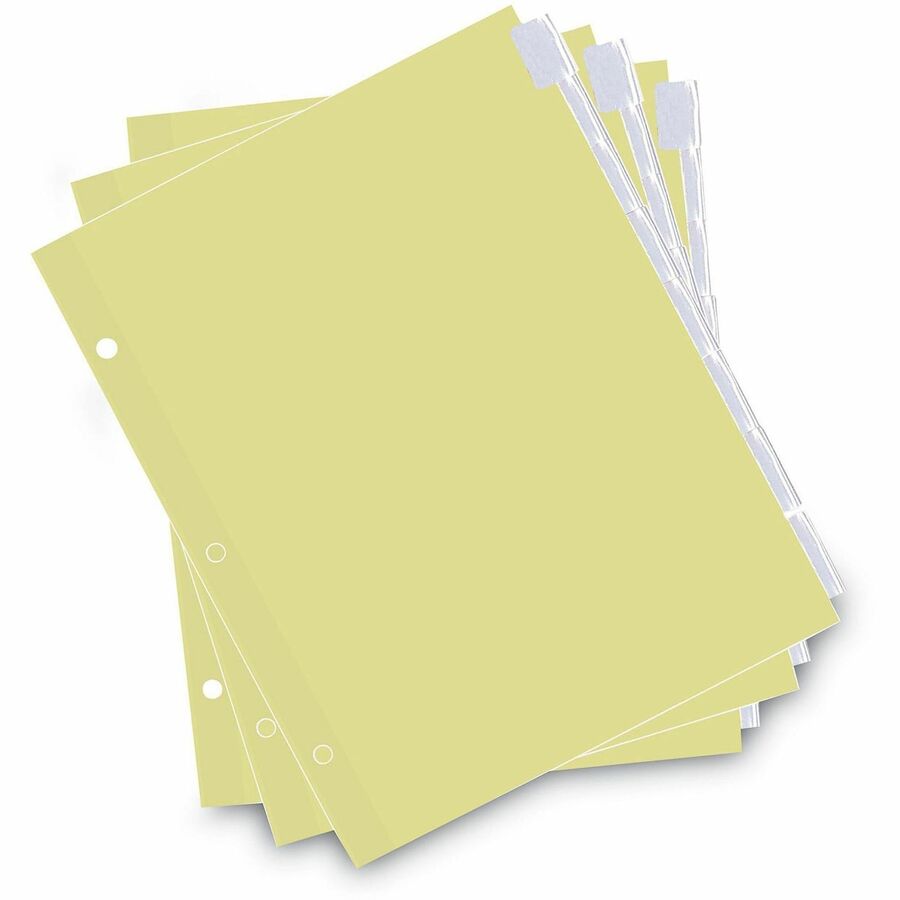 8 Write-on Side Tab(s) - Letter - 8.50" Width x 11" Length - 3 Hole Punched - Buff Paper Divider - Clear Plastic Tab(s) - Recycled - Customizable, Mylar Reinforced Edge - 6 / Set