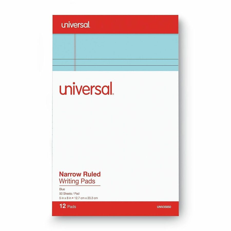 1 Subject(s) - 50 Sheets - Tape Bound - Narrow Ruled Front Ruling - 16 lb Basis Weight - 8" Height x 5" Width - Blue Paper - Chipboard Cover - 1 Dozen