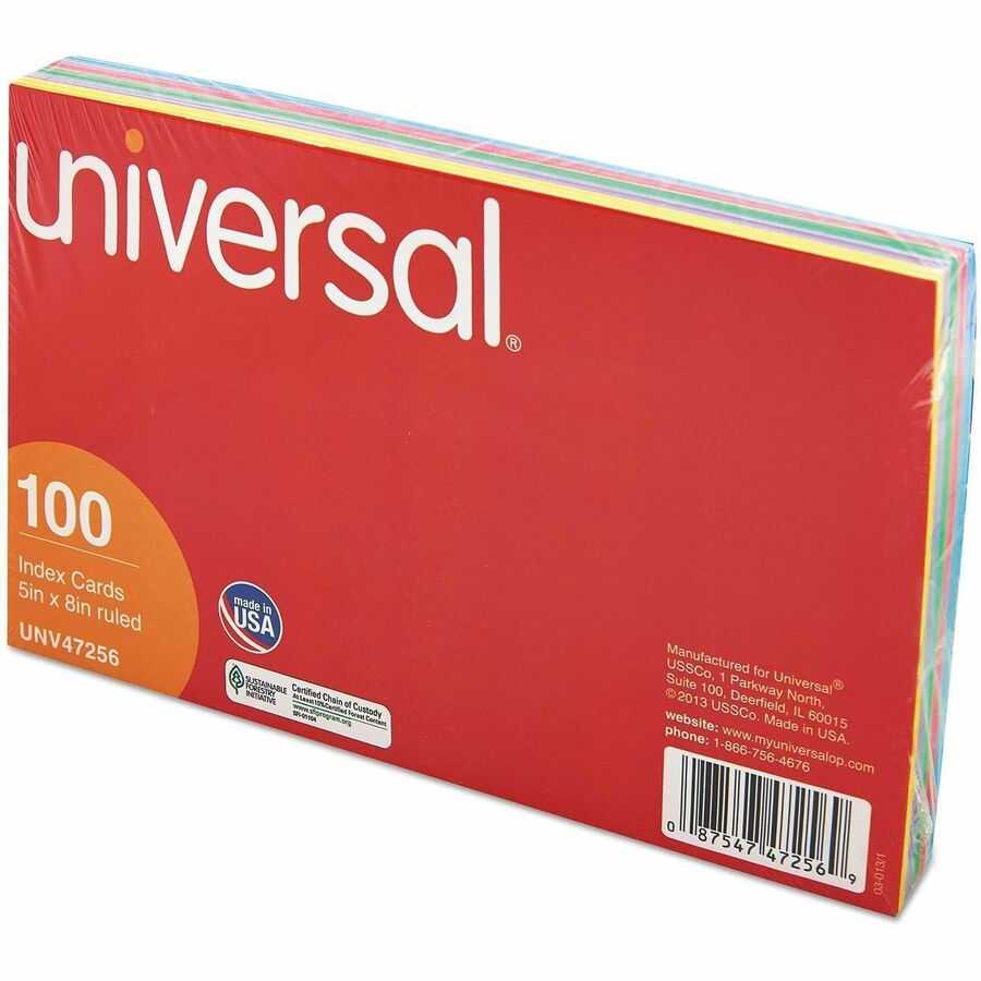 5" Width x 8" LengthRecycled - Ruled - 100 / Pack