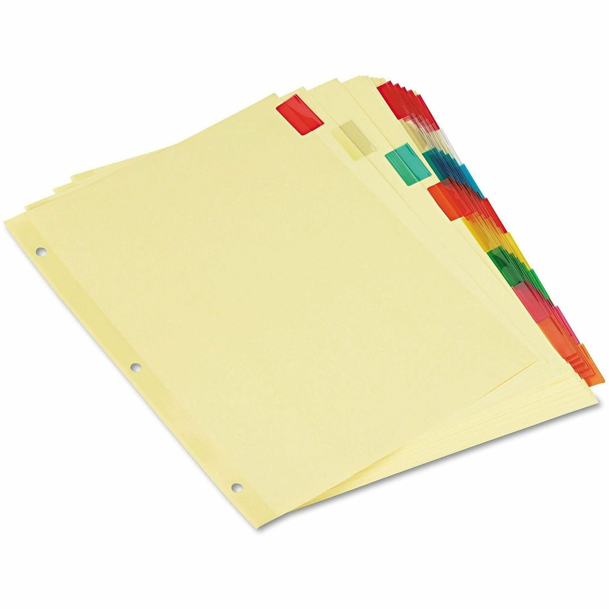 8 Write-on Side Tab(s) - Letter - 8.50" Width x 11" Length - 3 Hole Punched - Buff Paper Divider - Assorted Plastic Tab(s) - Recycled - Customizable, Mylar Reinforced Edge - 6 / Set