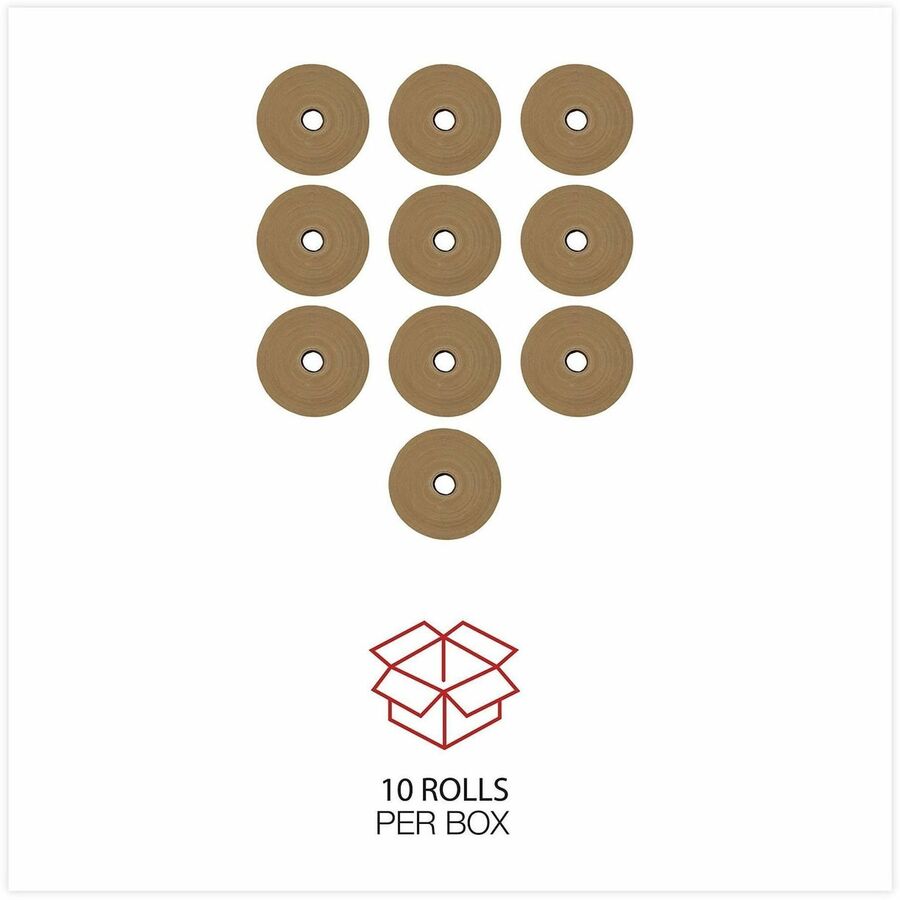 200 yd Length x 3" Width x 5.3 mil Thickness - 3" Core - Brown - Kraft Paper Backing - 10 / Carton