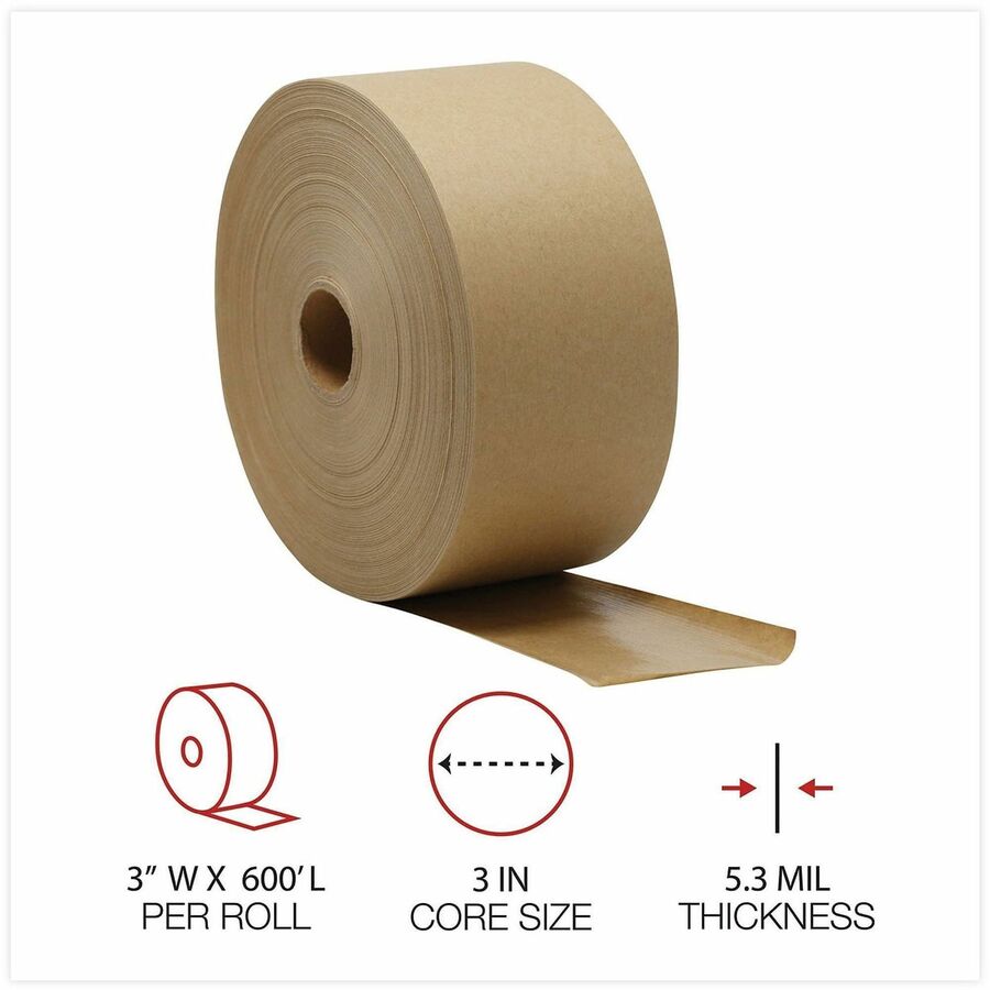 200 yd Length x 3" Width x 5.3 mil Thickness - 3" Core - Brown - Kraft Paper Backing - 10 / Carton