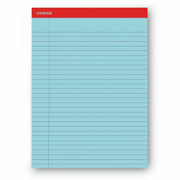 Universal Notepad - 1 Subject(s) - 50 Sheets - Tape Bound - Wide Ruled, Legal Ruled Front Ruling - 16 lb Basis Weight - 11" Height x 8.5" Width - Blue Paper - Chipboard Cover - 1 Dozen