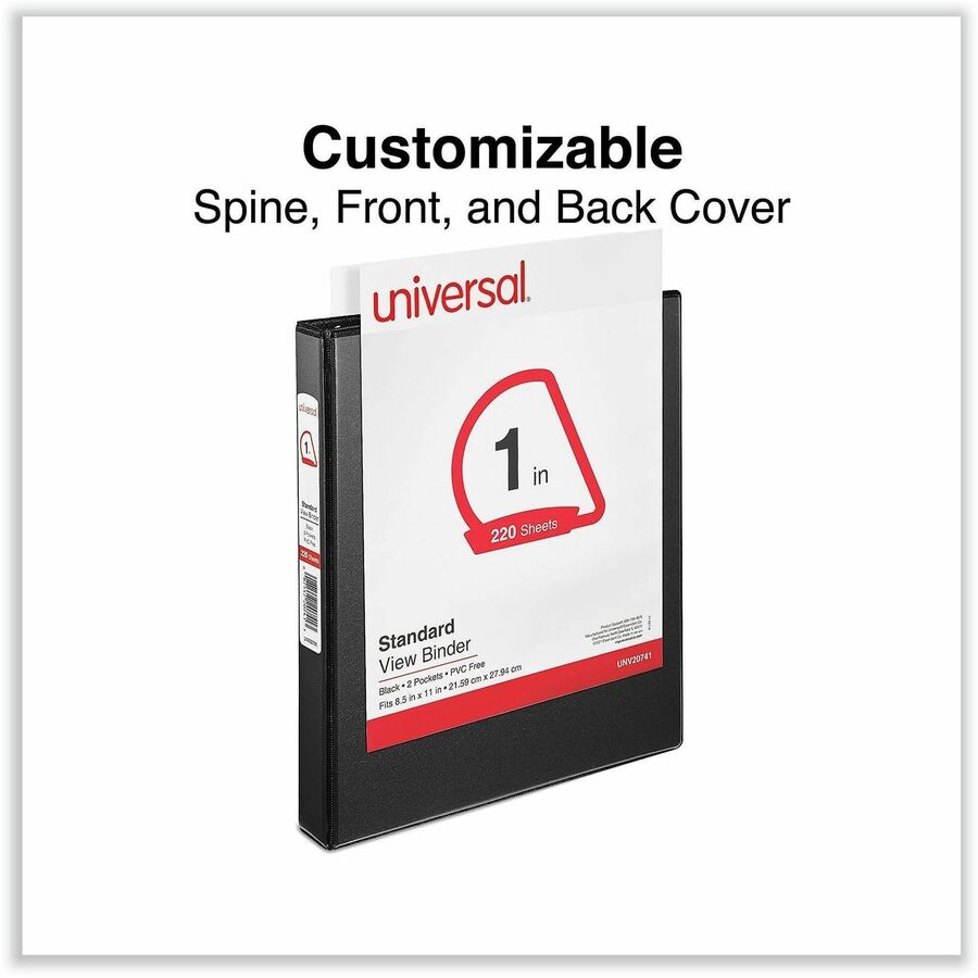 1" Binder Capacity - Letter - 8 1/2" x 11" Sheet Size - 220 Sheet Capacity - 3 Ring(s) - Fastener(s): Ring - Pocket(s): 2, Inside Front & Back - Polypropylene - Black - Non-stick - 1 Each