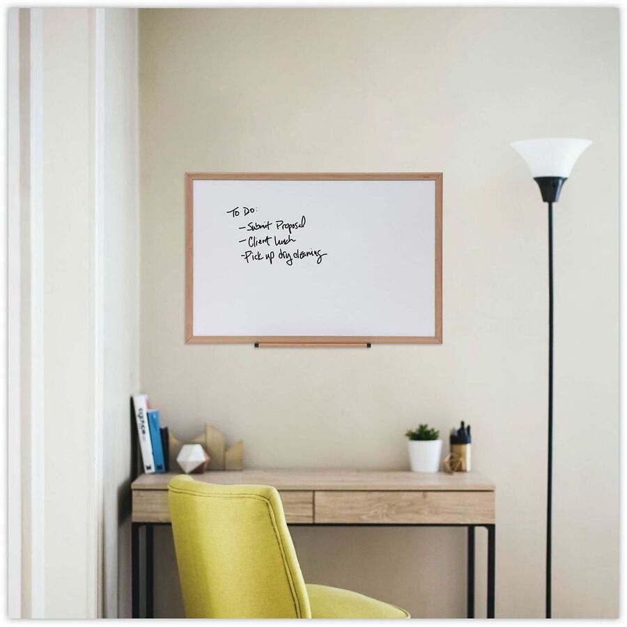 Universal Dry Erase Board - 36" (3 ft) Width x 24" (2 ft) Height - White Melamine Surface - Oak Medium Density Fiber (MDF) Frame - 1 Each