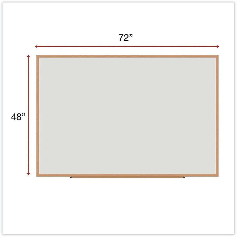 Universal Dry Erase Board - 72" (6 ft) Width x 48" (4 ft) Height - White Melamine Surface - Oak Medium Density Fiber (MDF) Frame - 1 Each