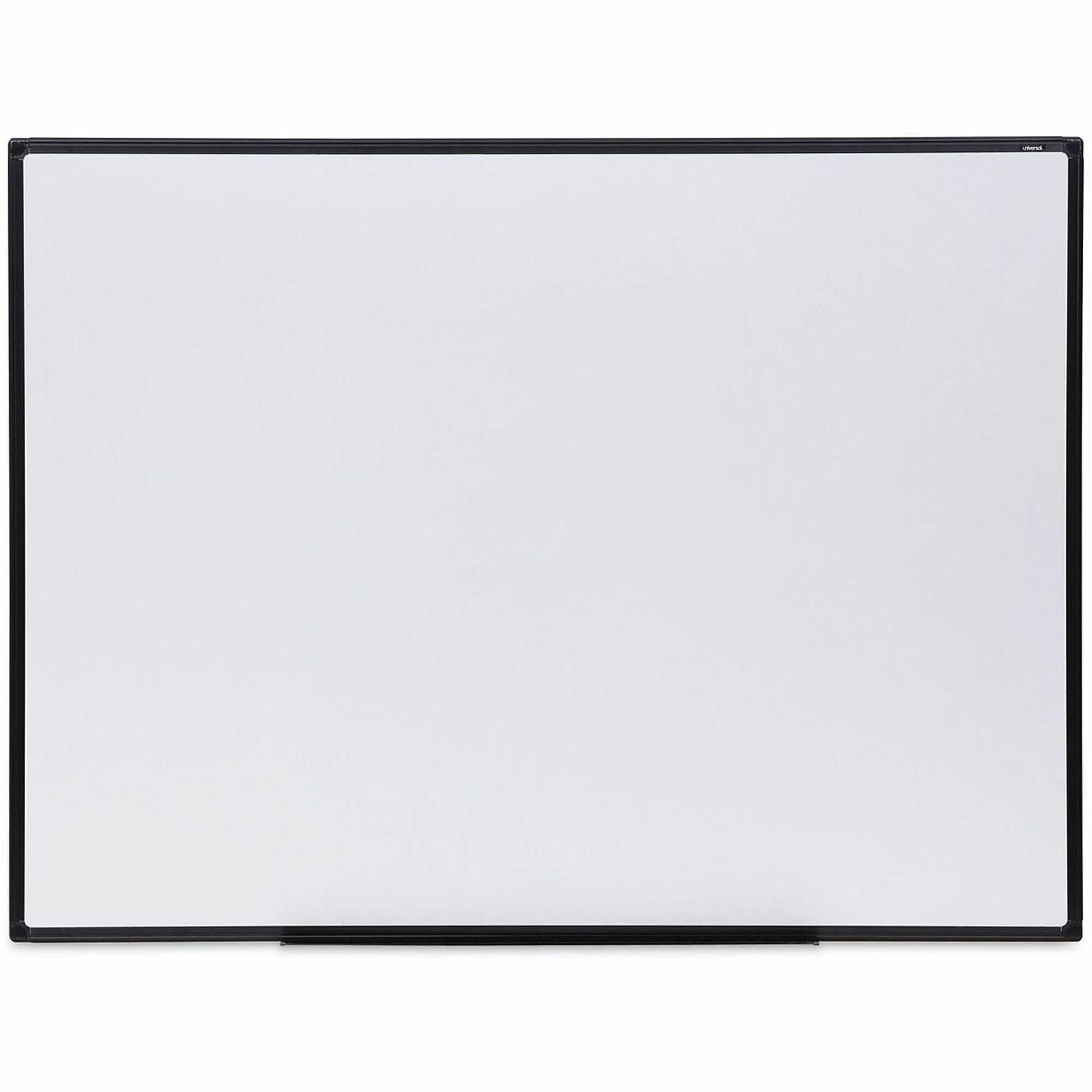 Universal Dry Erase Board - 48" (4 ft) Width x 36" (3 ft) Height - White Melamine Surface - Black Anodized Aluminum Frame - 1 Each