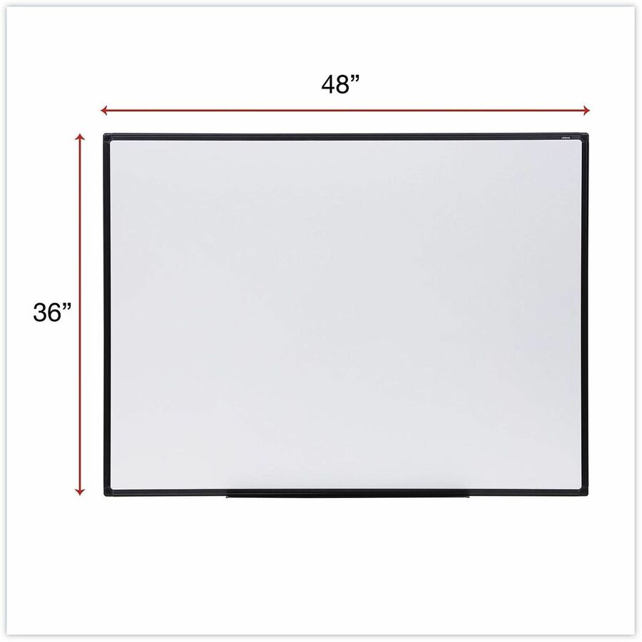 Universal Dry Erase Board - 48" (4 ft) Width x 36" (3 ft) Height - White Melamine Surface - Black Anodized Aluminum Frame - 1 Each