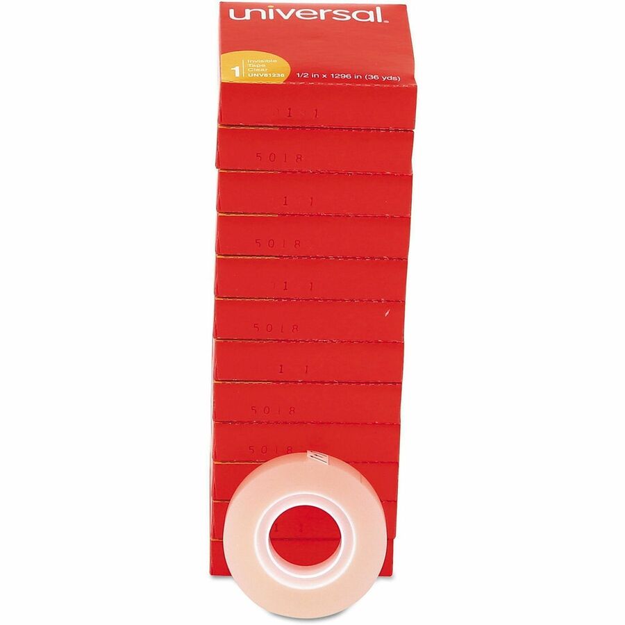 36 yd Length x 0.50" Width x 2 mil Thickness - 1" Core - Matte - Clear - Acrylic - Plastic Backing - 12 / Pack