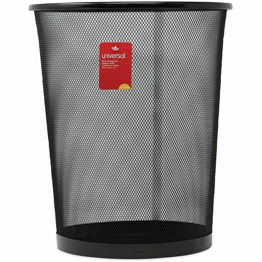 Open Top - 4.50 gal Capacity - Round - 11.70" Opening Diameter - For Desk, Office - Durable, Sturdy, Breathable - 14.1" Height x 11.8" Width x 14.1" Depth x 11.8" Diameter - Steel Mesh - Powder Coated - Black - 1 Each