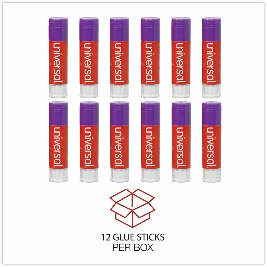 Universal Glue Stick - 1.30 oz - Purple, Clear - 12 / Pack
