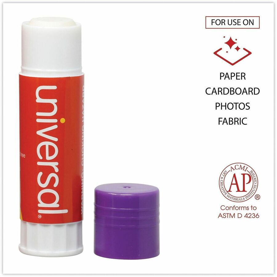 Universal Glue Stick - 1.30 oz - Purple, Clear - 12 / Pack