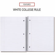 Universal Notebook - 3 Subject(s) - 120 Sheets - Spiral - Medium Ruled, College Ruled Front Ruling - 3 Hole(s) - 15 lb Basis Weight - 11" Height x 8.5" Width - White Paper - Black Paperboard Cover
