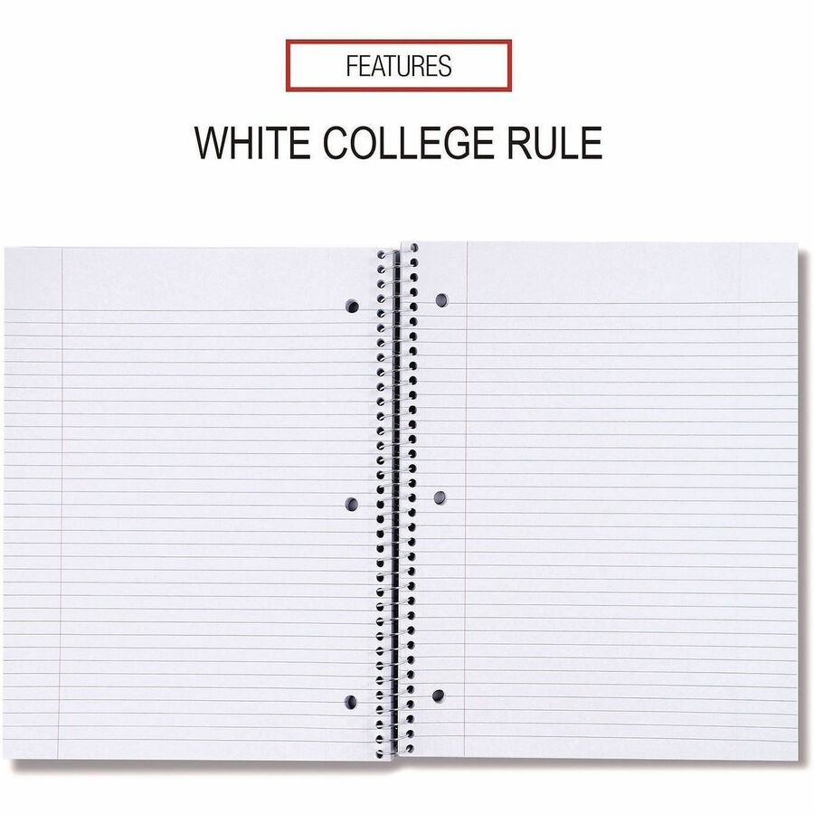 Universal Notebook - 3 Subject(s) - 120 Sheets - Spiral - Medium Ruled, College Ruled Front Ruling - 3 Hole(s) - 15 lb Basis Weight - 11" Height x 8.5" Width - White Paper - Black Paperboard Cover