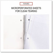 Universal Notebook - 5 Subject(s) - 200 Sheets - Spiral - Medium Ruled, College Ruled Front Ruling - 3 Hole(s) - 15 lb Basis Weight - 11" Height x 8.5" Width - White Paper - Black Paperboard Cover