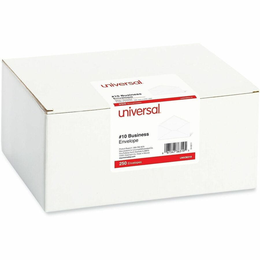Universal Envelope - Business - #10 - 24 lb - Gummed - White - Paper Stock - 250 / Carton