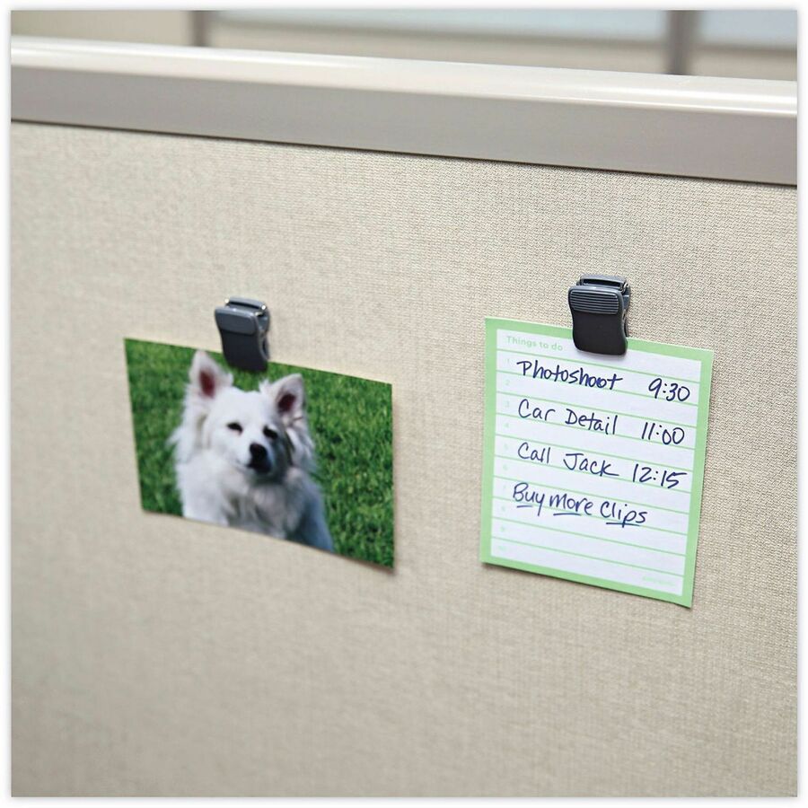 Standard - 0.6" Length x 1" Width - 0.50" Size Capacity - 40 Sheet Capacity - Charcoal - Plastic - 24 / Pack