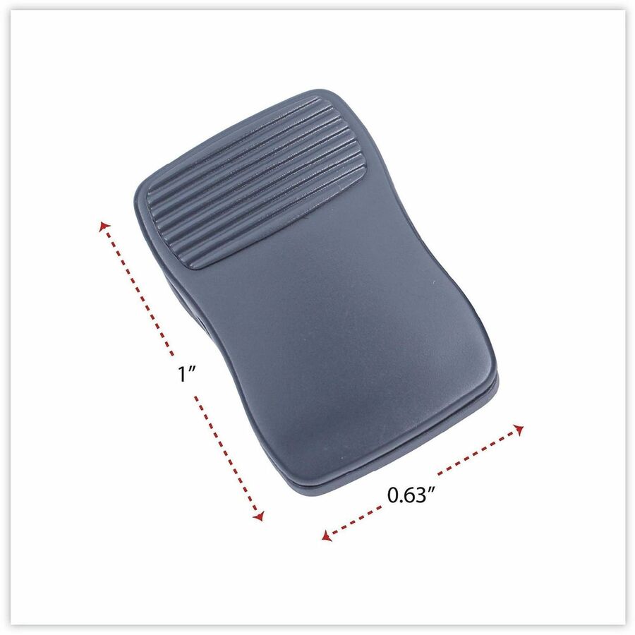 Standard - 0.6" Length x 1" Width - 0.50" Size Capacity - 40 Sheet Capacity - Charcoal - Plastic - 24 / Pack