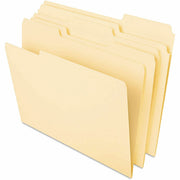 Universal 1/3 Tab Cut Legal Top Tab File Folder - 8 1/2" x 14" - 3/4" Expansion - Assorted Tab Position - 14 pt. - Manila - 50 Pack