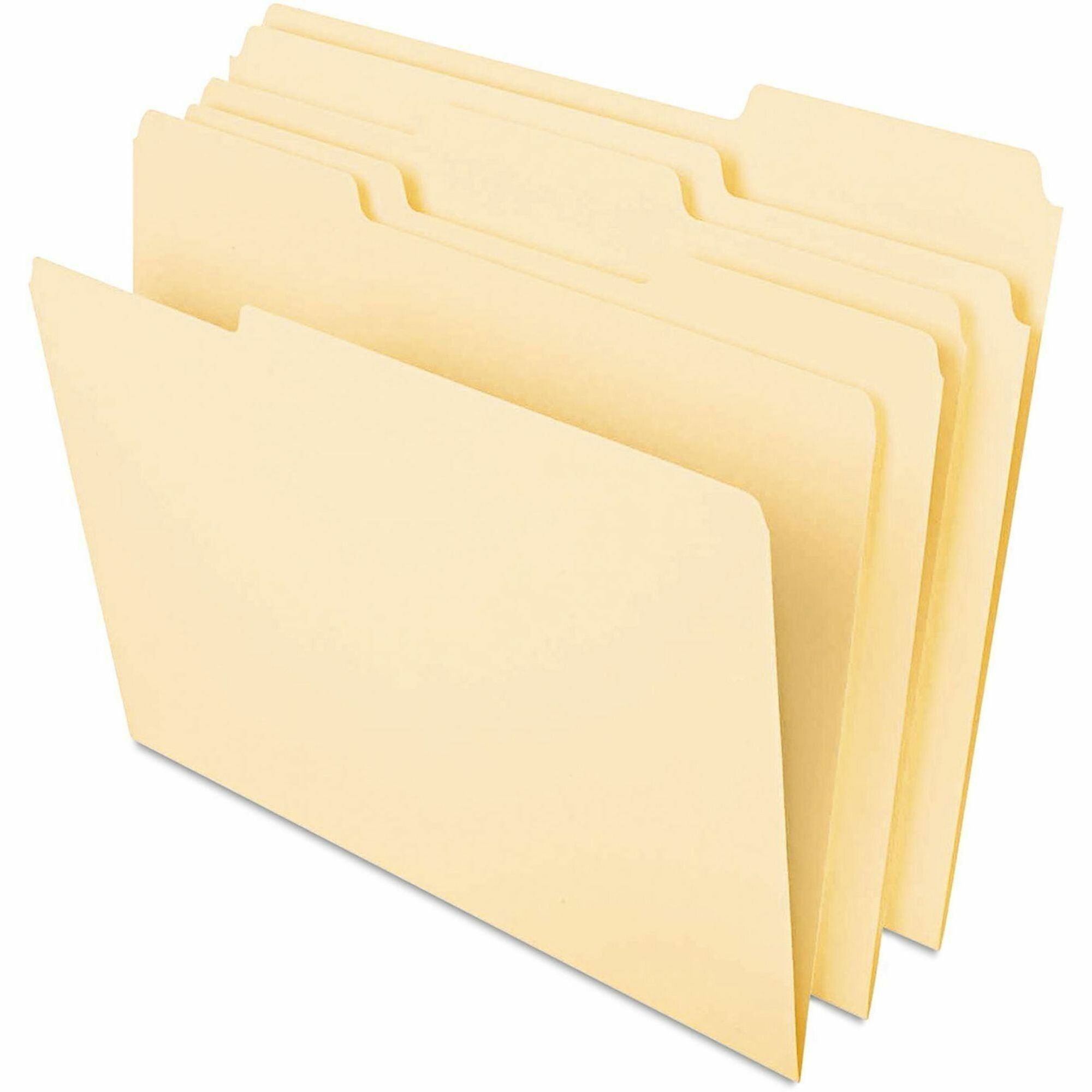 Universal 1/3 Tab Cut Legal Top Tab File Folder - 8 1/2" x 14" - 3/4" Expansion - Assorted Tab Position - 14 pt. - Manila - 50 Pack