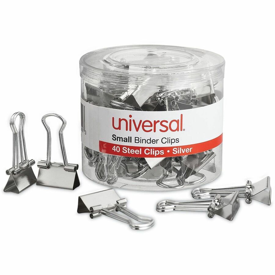 Small - 0.7" Width - 0.38" Size Capacity - Silver - Metal, Steel Wire - 40 / Pack