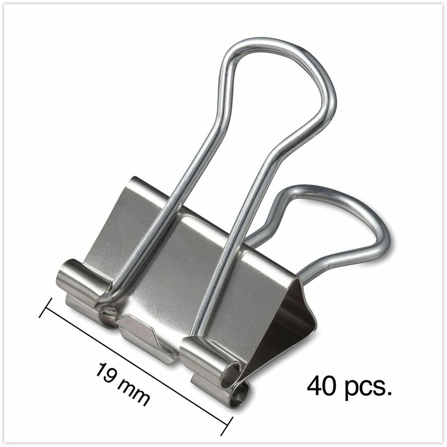 Small - 0.7" Width - 0.38" Size Capacity - Silver - Metal, Steel Wire - 40 / Pack