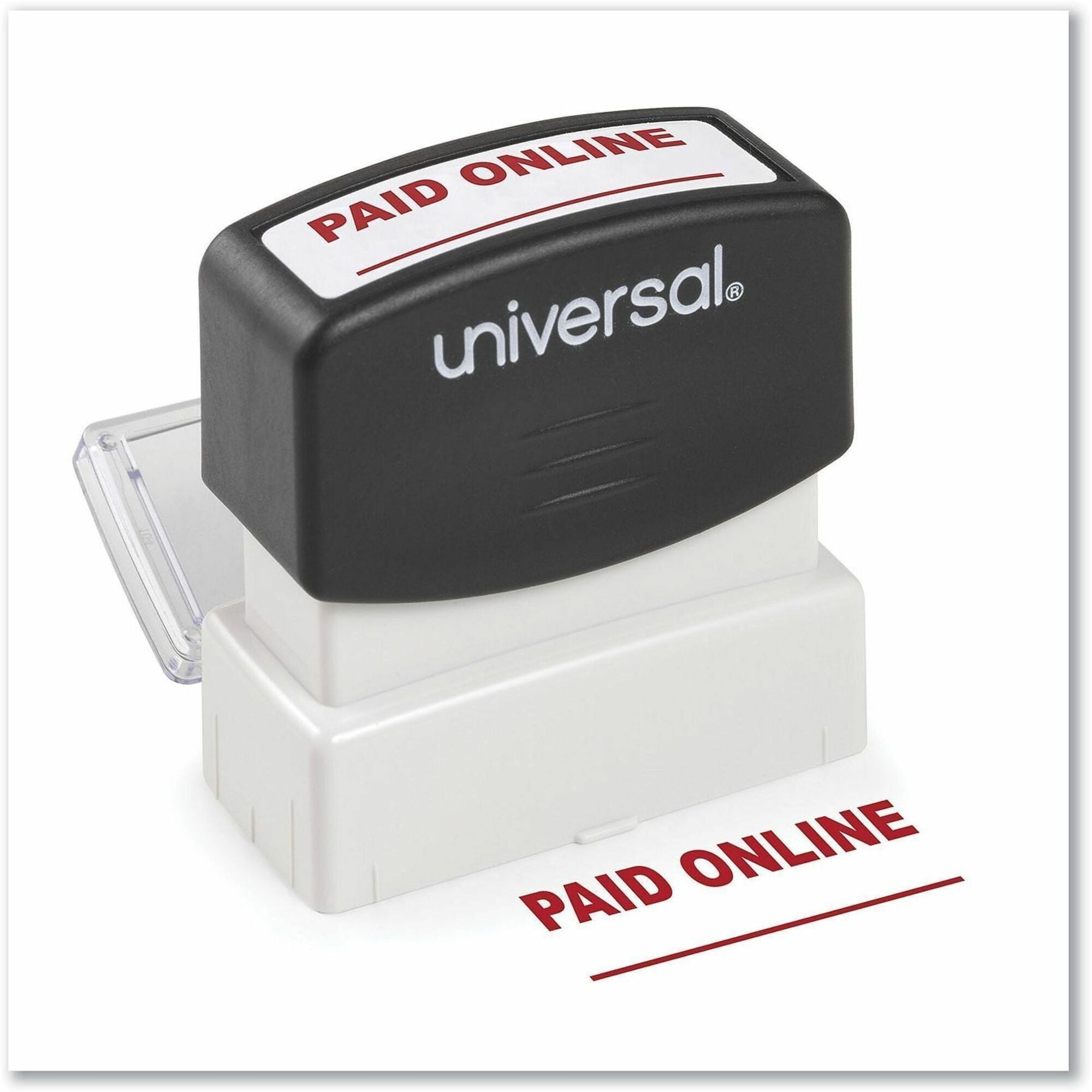 Message Stamp - PAID ONLINE - 1.69" Impression Width - Red - ABS Plastic - Recycled - 1 Each - TAA Compliant