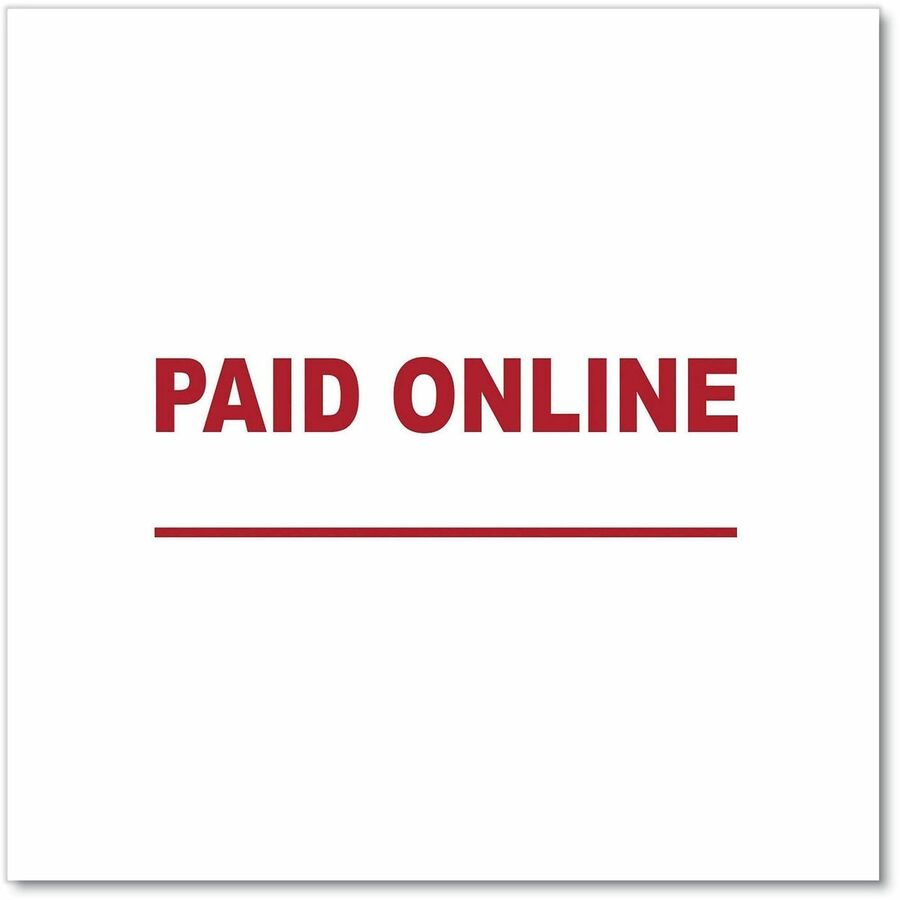 Message Stamp - PAID ONLINE - 1.69" Impression Width - Red - ABS Plastic - Recycled - 1 Each - TAA Compliant