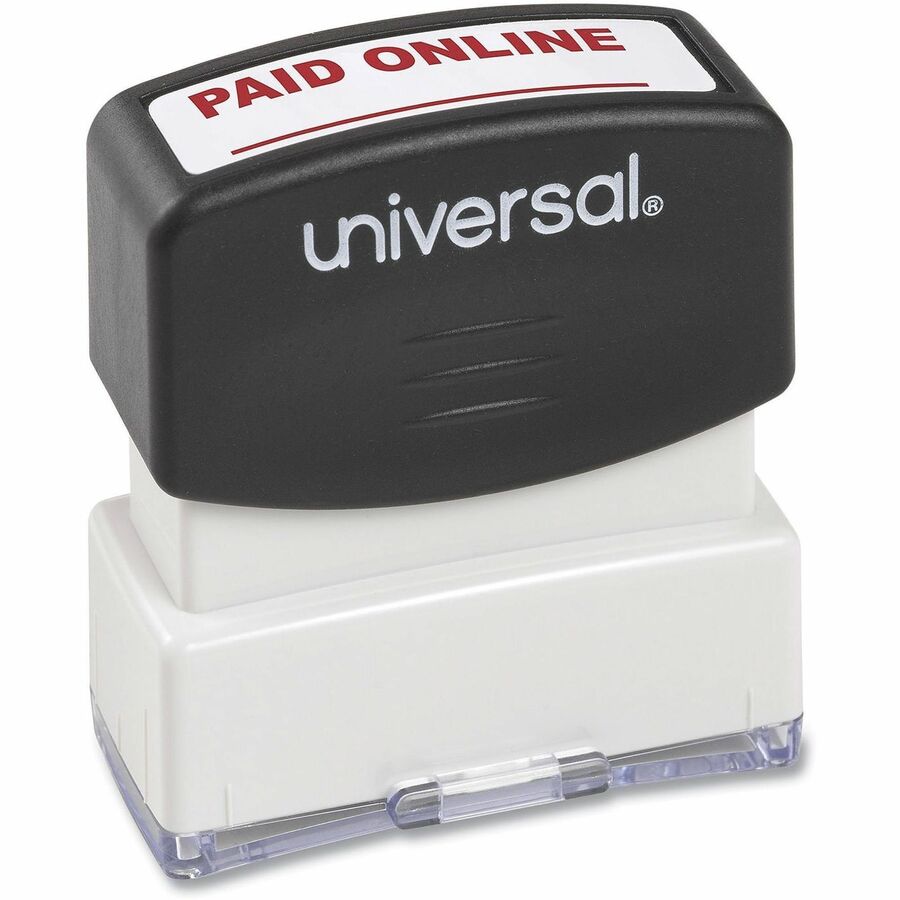 Message Stamp - PAID ONLINE - 1.69" Impression Width - Red - ABS Plastic - Recycled - 1 Each - TAA Compliant