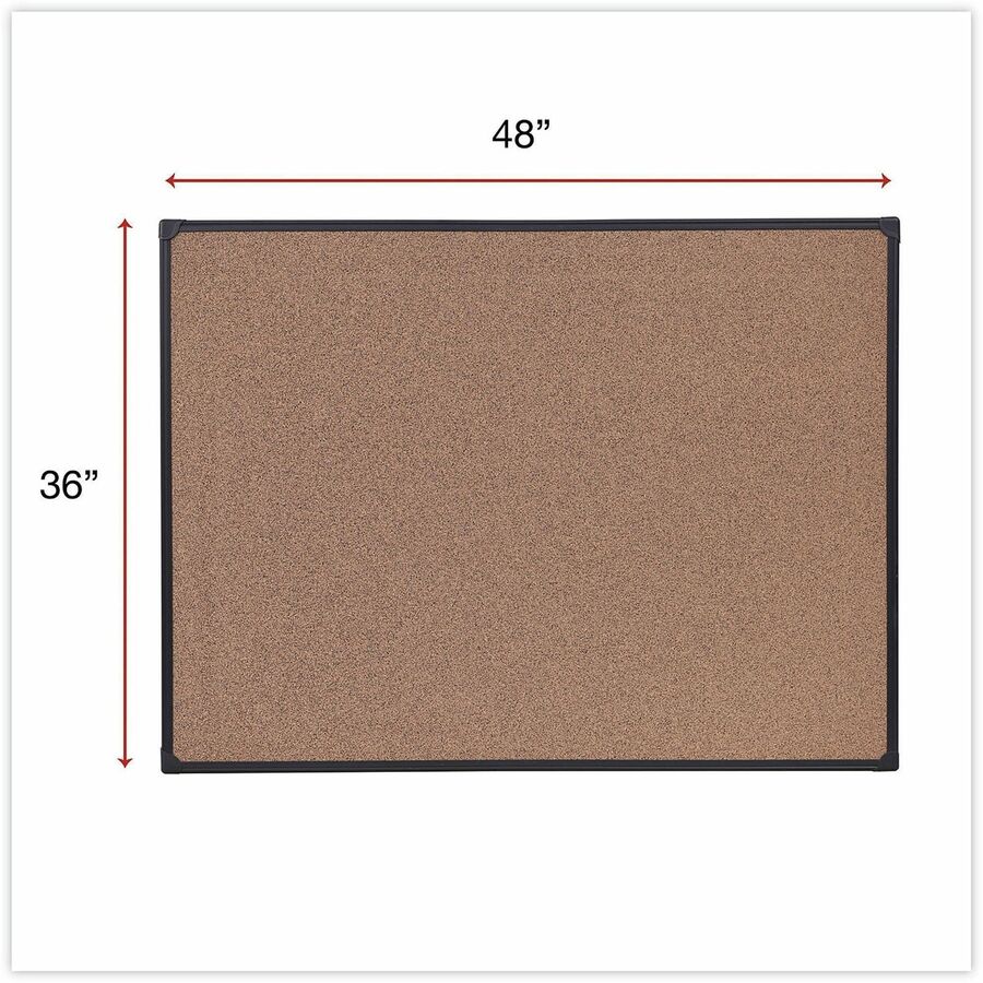 Universal Bulletin Board - 35.43" Board Height x 47.24" Board Width x 0.47" Board Depth - Brown Rubber, Cork Surface - Durable, Sleek Style, Heavy Duty, Sturdy - Black Aluminum Frame - 1 Each