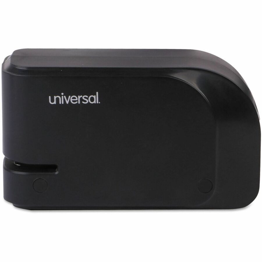Universal Electric Stapler - Staples Upto 20 Sheet - Holds Upto 105 Staple - Half Strip - Staple Size: 0.50" - 0.50" Throat Depth - 0.50" Crown Width - Front - 4 x AA - Black - Plastic, Metal - 1 Each