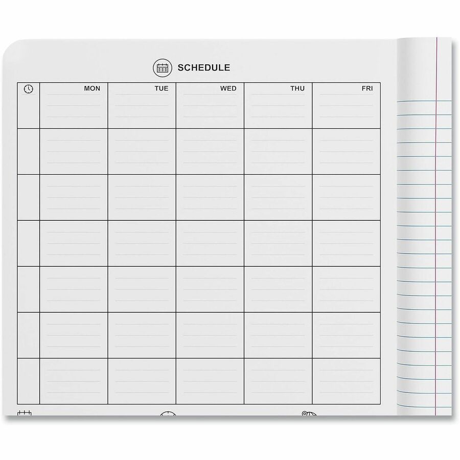 1 Subject(s) - 100 Sheets - Sewn - Wide Ruled, Legal Ruled Front Ruling - 15 lb Basis Weight - 9.75" Height x 7.5" Width - White Paper - Black Marble Chipboard Cover