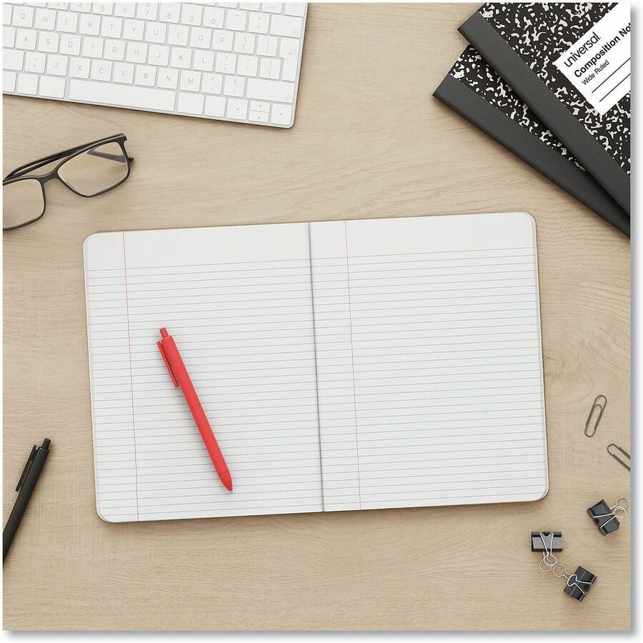 1 Subject(s) - 100 Sheets - Sewn - Wide Ruled, Legal Ruled Front Ruling - 15 lb Basis Weight - 9.75" Height x 7.5" Width - White Paper - Black Marble Chipboard Cover