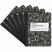 Universal Notebook - 1 Subject(s) - 100 Sheets - Sewn - Medium Ruled, College Ruled Front Ruling - 15 lb Basis Weight - 9.75" Height x 7.5" Width - White Paper - Black Marble Chipboard Cover - 6 / Pack