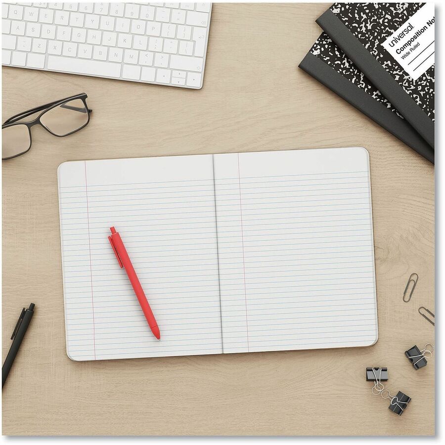 Universal Notebook - 1 Subject(s) - 100 Sheets - Sewn - Medium Ruled, College Ruled Front Ruling - 15 lb Basis Weight - 9.75" Height x 7.5" Width - White Paper - Black Marble Chipboard Cover - 6 / Pack