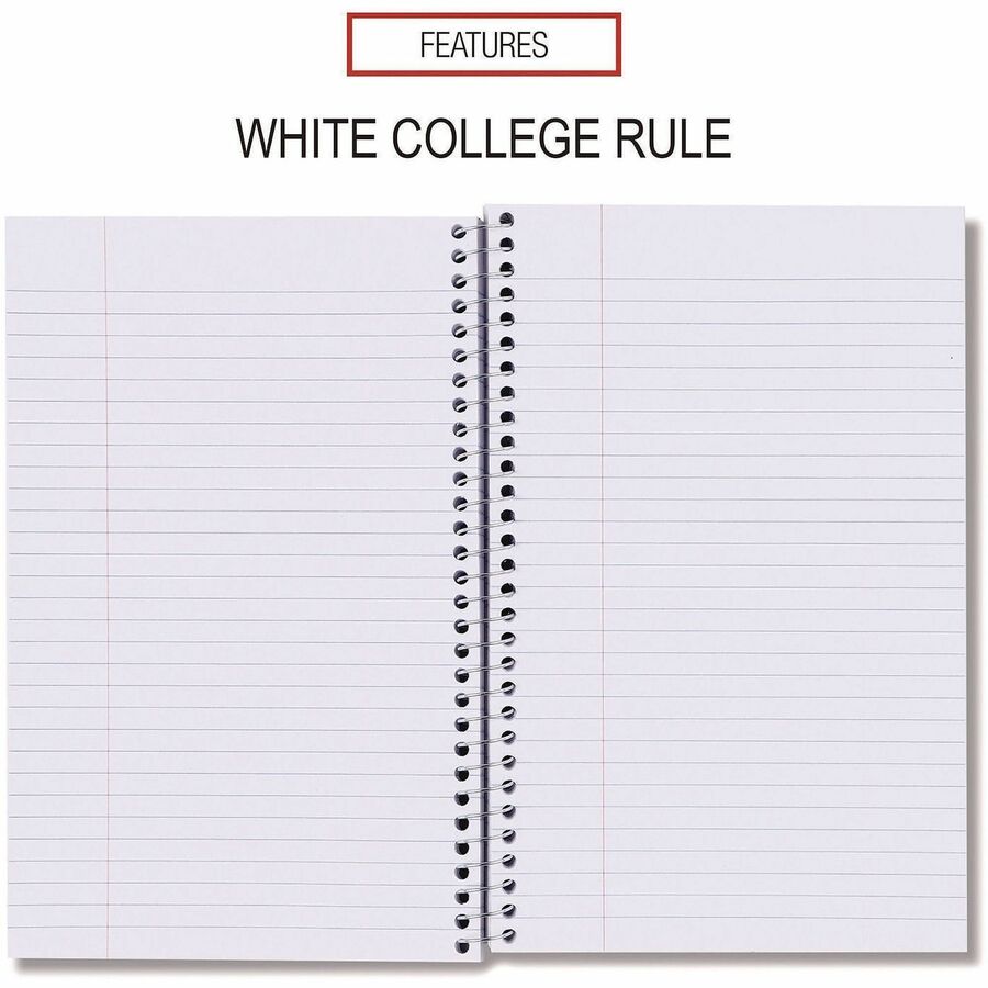 Universal Notebook - 3 Subject(s) - 120 Sheets - Spiral - Medium Ruled, College Ruled Front Ruling - 15 lb Basis Weight - 9.50" Height x 6" Width - White Paper - Black Paperboard, Blue, Green, Red Cover - 4 / Pack
